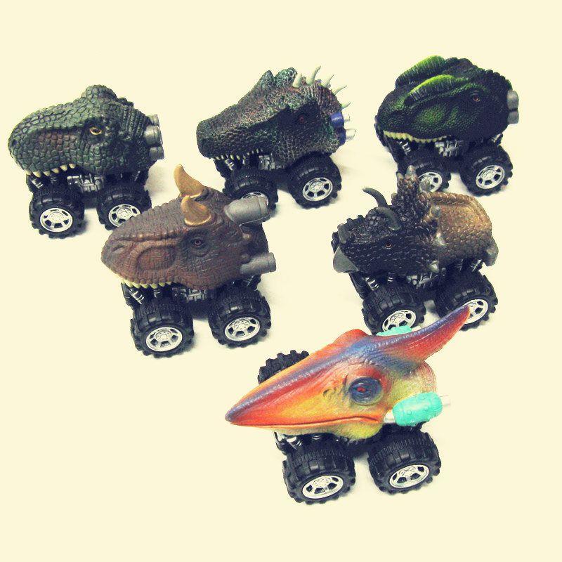 Set Of 6 Dinosaur Model Boomerang Cars Vibrant Mini Toy Gift For Kids