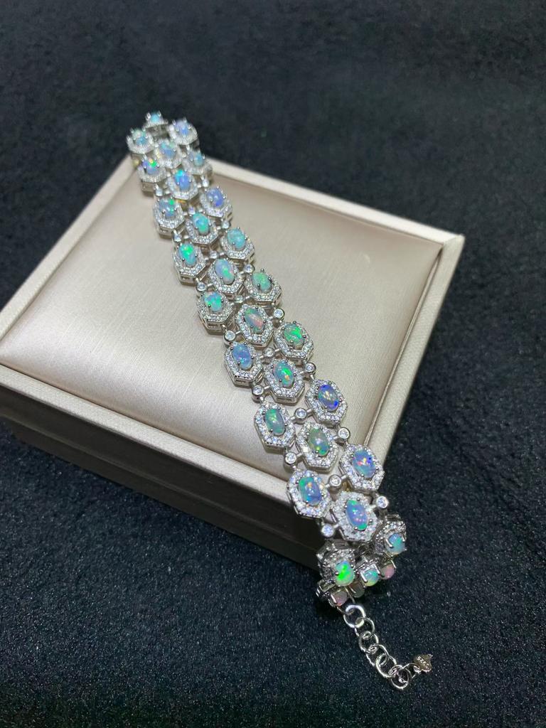 Luxury Natural White Opal Bracelet 925 Silver Good Quality Ethiopian Opal Gemstone 3*4mm for Women Party Birthday Jewelry Gift