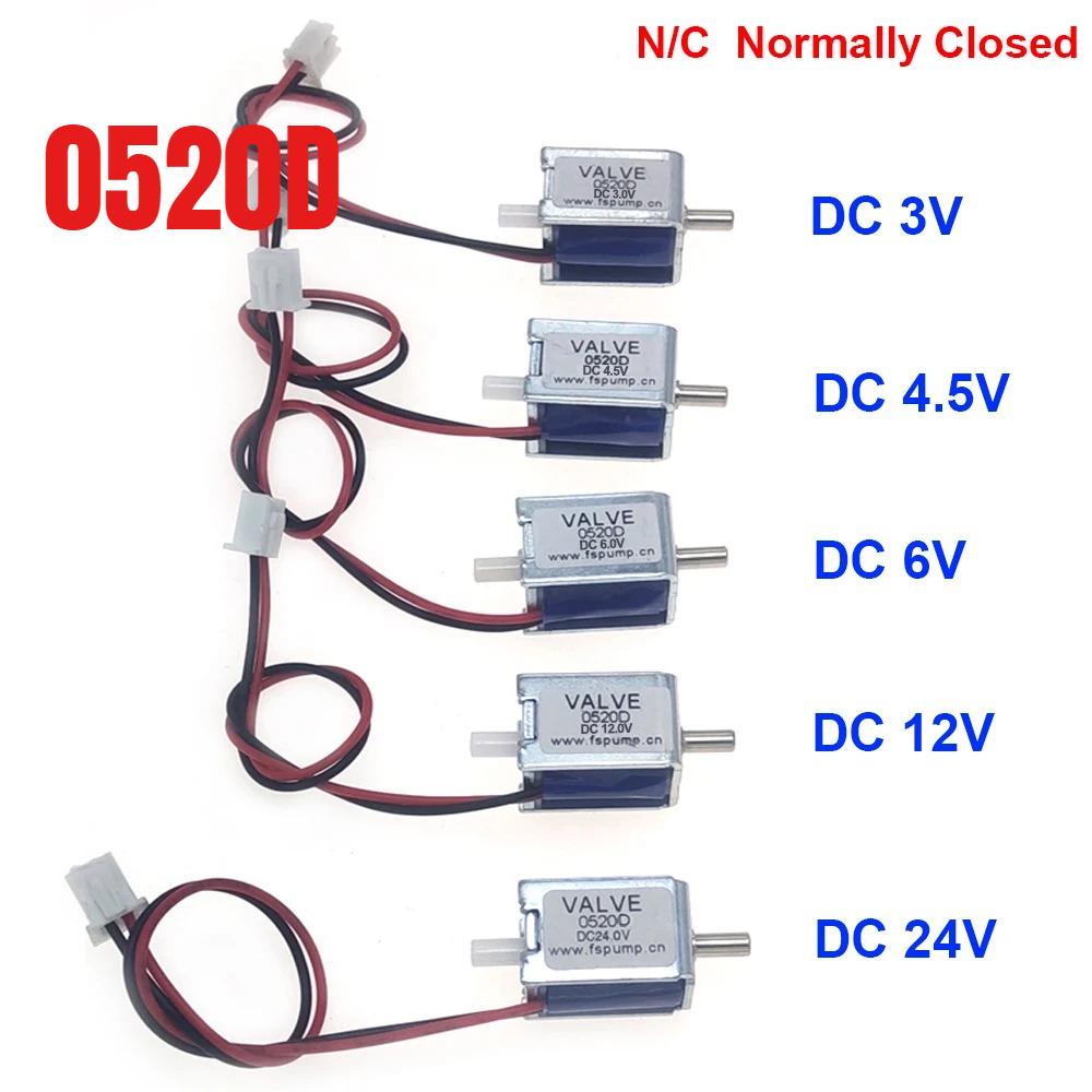1pc 0520D Mini Electric Solenoid Valve DC3V/4.5V/6V/12V/24V N/C Normally Closed Air Gas Vent Valve