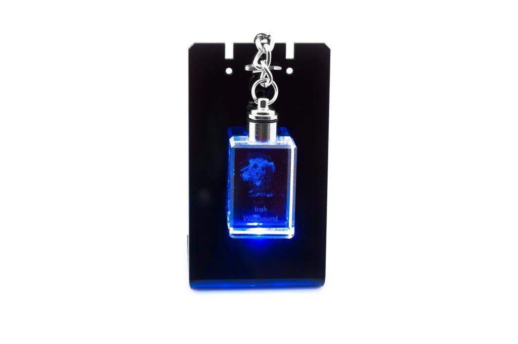 Irish Wolfhound - Crystal Key Ring with Dog Photo, Illuminated Key Ring, Unique Gift by Art-Dog Brand