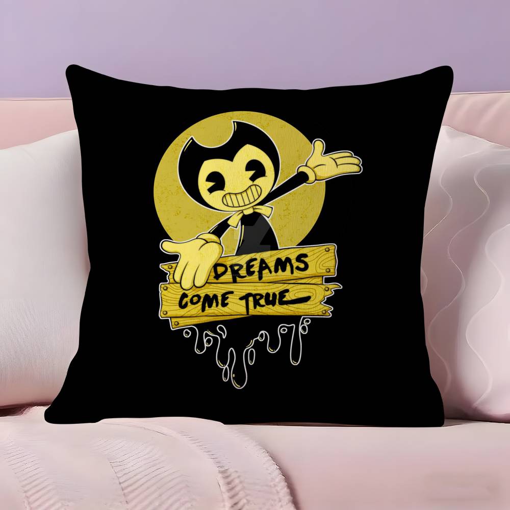 Anime Bendy And Theink Machine Pillow Case Ultra Soft Skin Friendly Fabric Cloud Like Comfort & Concealed Zipper