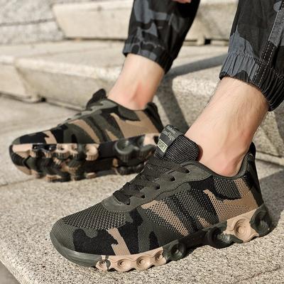 Męskie Buty Kamuflażowe Codzienne Letnie Siatkowe Antypoślizgowe Trampki Outdoorowe Sznurowane Buty Robocze Oddychające Buty do Tenisa
