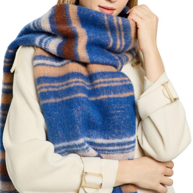 Dopamine imitation cashmere striped fringed high-end scarf women's autumn and winter warm thickened mohair scarf