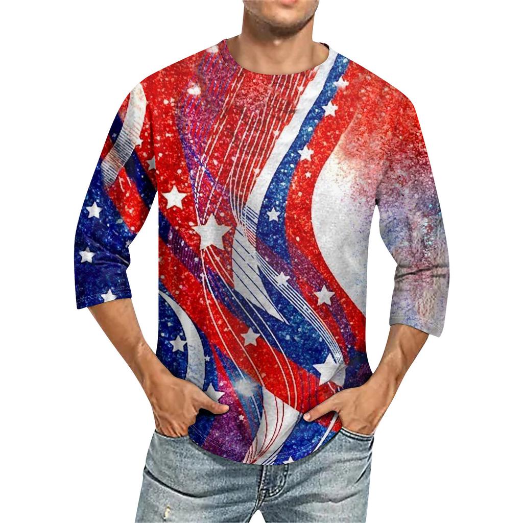 Mens Independence Day T-Shirts USA Flag Graphic T-Shirts Short Sleeve American Patriotic Vintage T Shirt