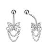 Exquisite Butterfly Chain Navel Ring Stainless Steel Navel Button Fashion Belly Navel Stud  Women