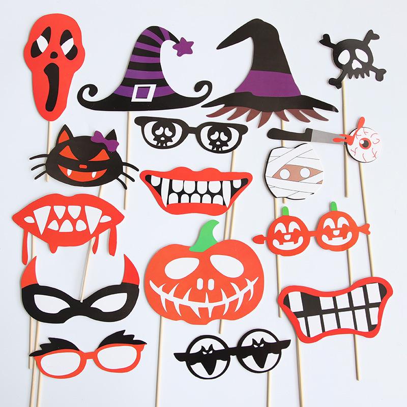 Halloween Photo Props: Single Party Handheld Mustache Expressions