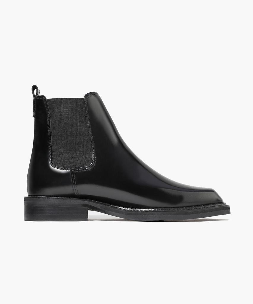 Firenze Atelier [Vibram] Double-Welt Rubber Sole Square Toe Chelsea Boots 8702 [Black Box]