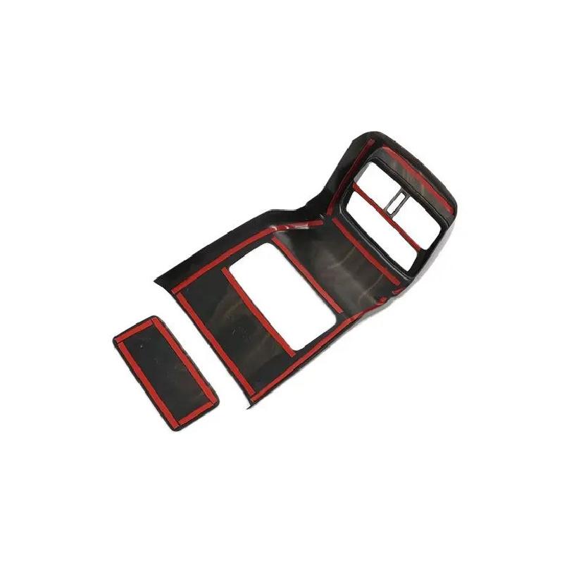 For BYD Han Ev Dm   Car Accessories Carbon Fiber Style Plated Armrest Box Rear Air Vent Frame Trim Cover