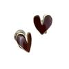 Retro Red Heart French Drip Clip-On Earrings for Women - Fashionable, Painless, No Piercing Required.