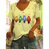 Women Tshirt Summer Colorful Print Gradient Clothing V Neck Short Sleeve Animal Tops Streetwear Fashion Oversized Girls T-Shirts