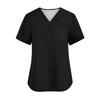 Soild Scrub Working Uniform Suit For Women's Cross V-Neck Short Sleeve Fun T-Shirts Workwear Tee With Pockets