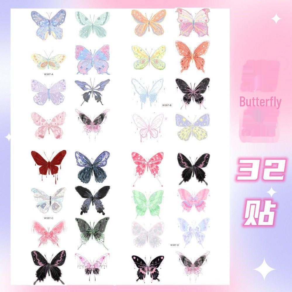 Waterproof Realistic Butterfly Tattoo Sticker – Small, Fresh, Aesthetic Cartoon Style, Long-Lasting, Personalized Colors