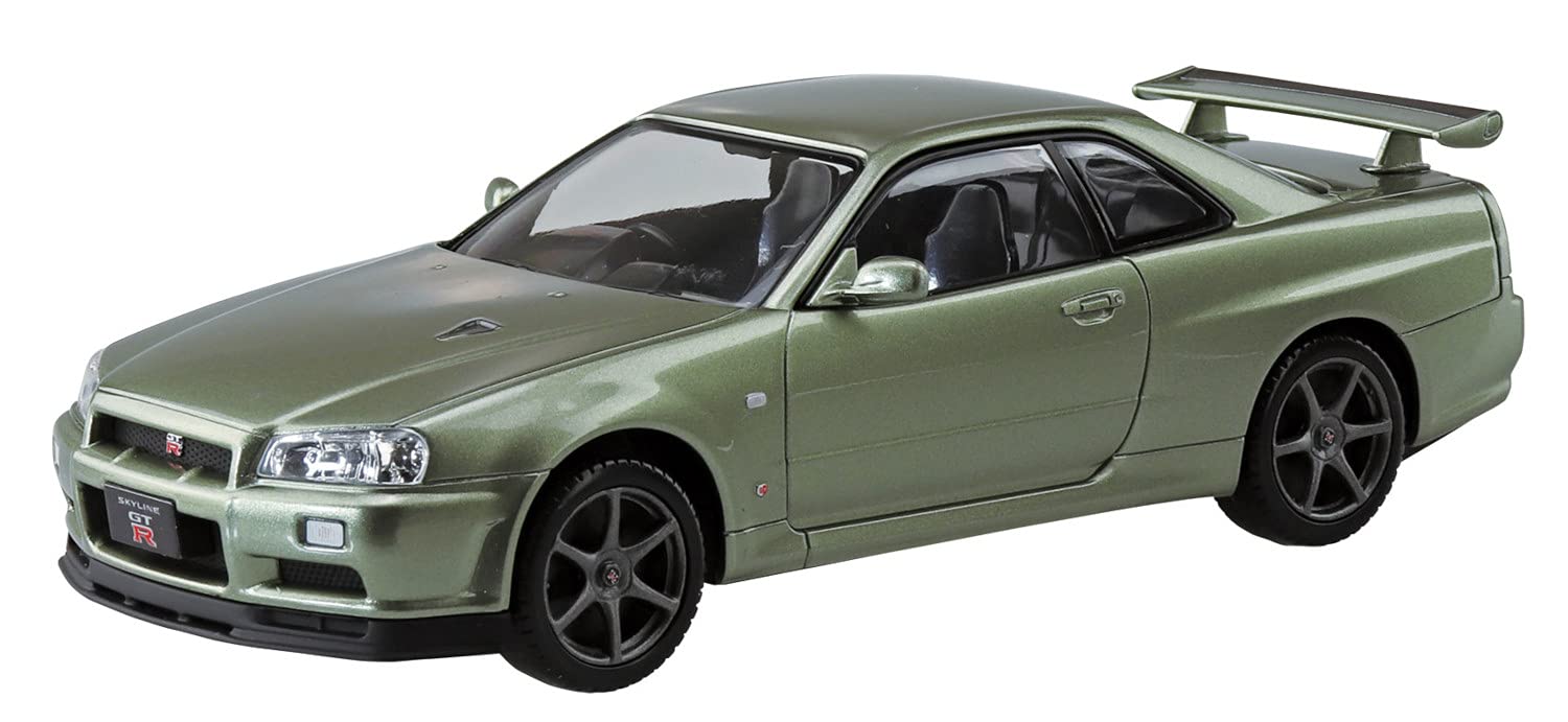 

Aoshima Bunka Kyozai The Snap Kit Series Nissan R34 Skyline Millennium Jade Plastic Model Kit 1/32 GT-R Nür Pre-colored 11-D