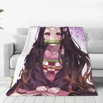 Demon Slayer Anime Kimetsu No Yaiba Pletené deky Kamado Nezuko Devil's Blade Flanelová deka Domácí pohovka Dekor Bedsprea