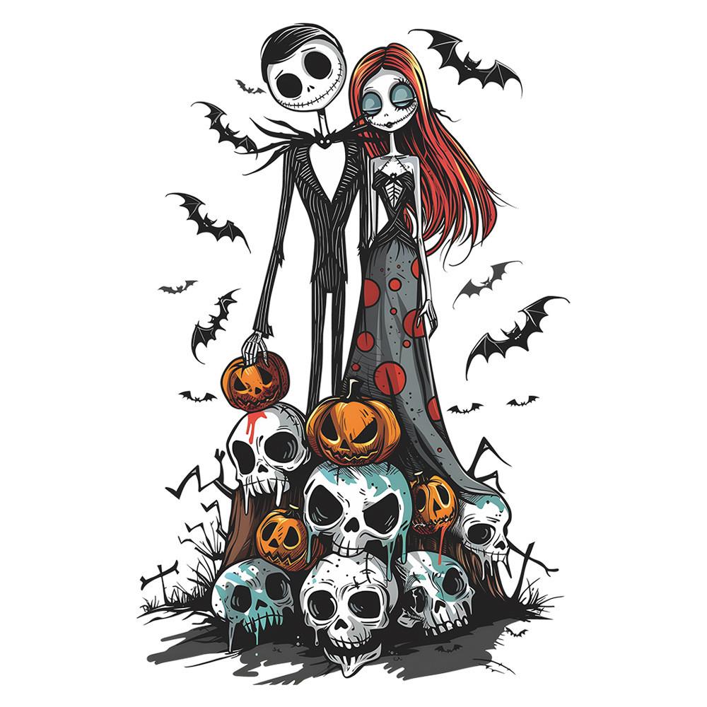 Halloween Ghost Bride Groom With Pumpkin Skeleton Wall Stickers For Home Decor