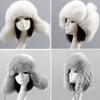 Female Hat Thick Artificial Fur Hat with Ear Flaps Outdoor Hiking Hat Furry Caps Windproof Hat Skiing Climbing Headwear