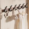 Walnut Wood No-Drill Wall-Mounted Coat & Hat Rack with Key Storage