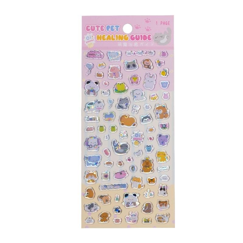 Shiny Kawaii Cartoon Animal Scrapbook Sticker for Kids Cute Anime Dinosaurs Journaling Sticker DIY Decor Stationery Sticker
