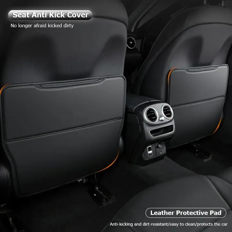 Car Seat Back Anti Kick Cover Pad Leather Protector Mat For Skoda Octavia Superb Rapid Kodiaq Karoq Fabia Yeti Scala Kamiq Enyaq