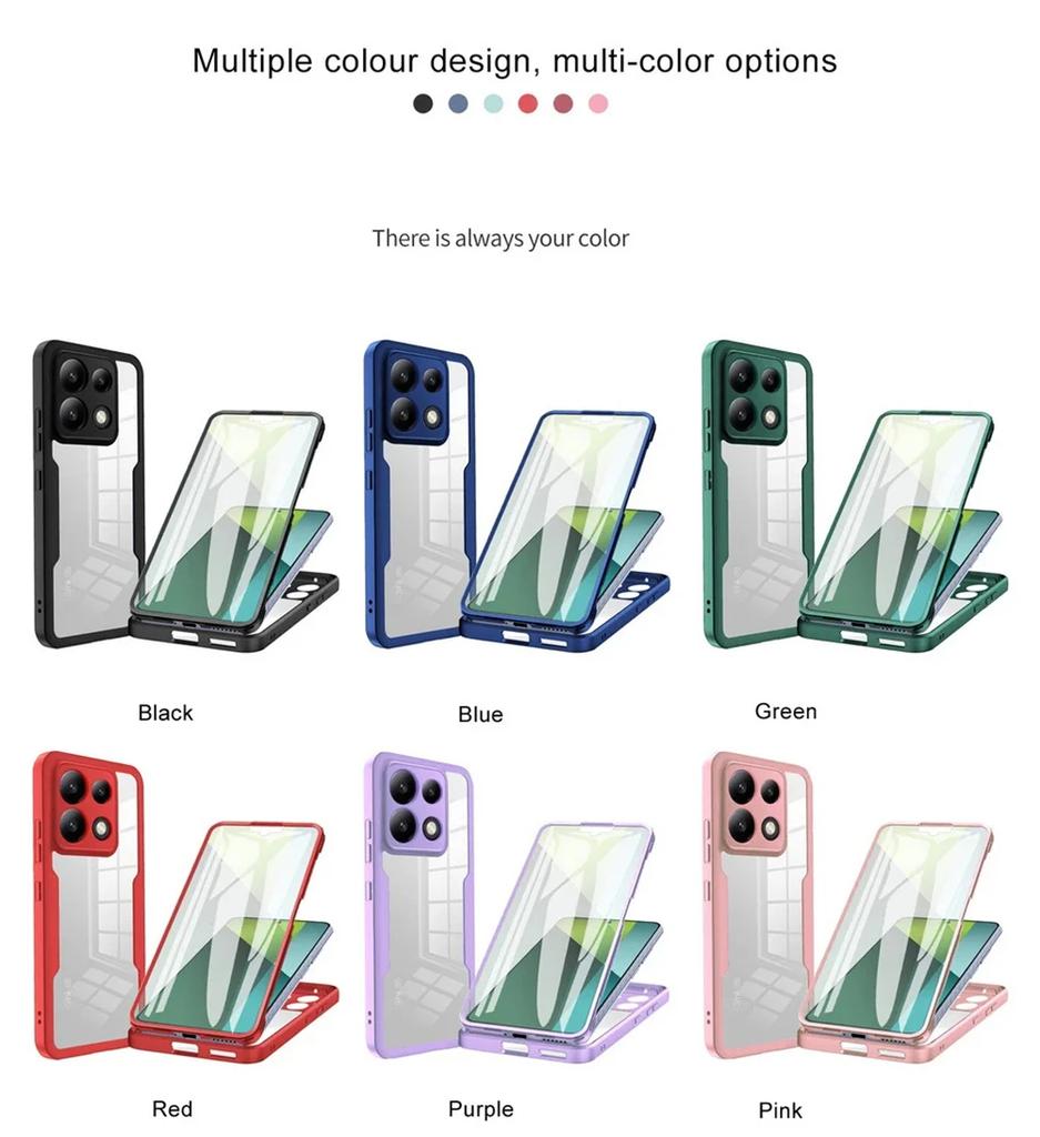 360 Full Cover for Xiaomi POCO X7 X8 M8 F7 X6 M6 F5 Pro X5 X4 GT X4 M4 5G C65 Double Protect Shield Cover Full Coverage Case