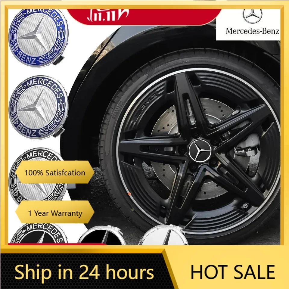 For Mercedes Benz 4pcs 75mm Car Wheel Center Caps Hub Caps Rims Cover For Mercedes Benz AMG A B C S Class E GLA CLA GLB GLE GLK