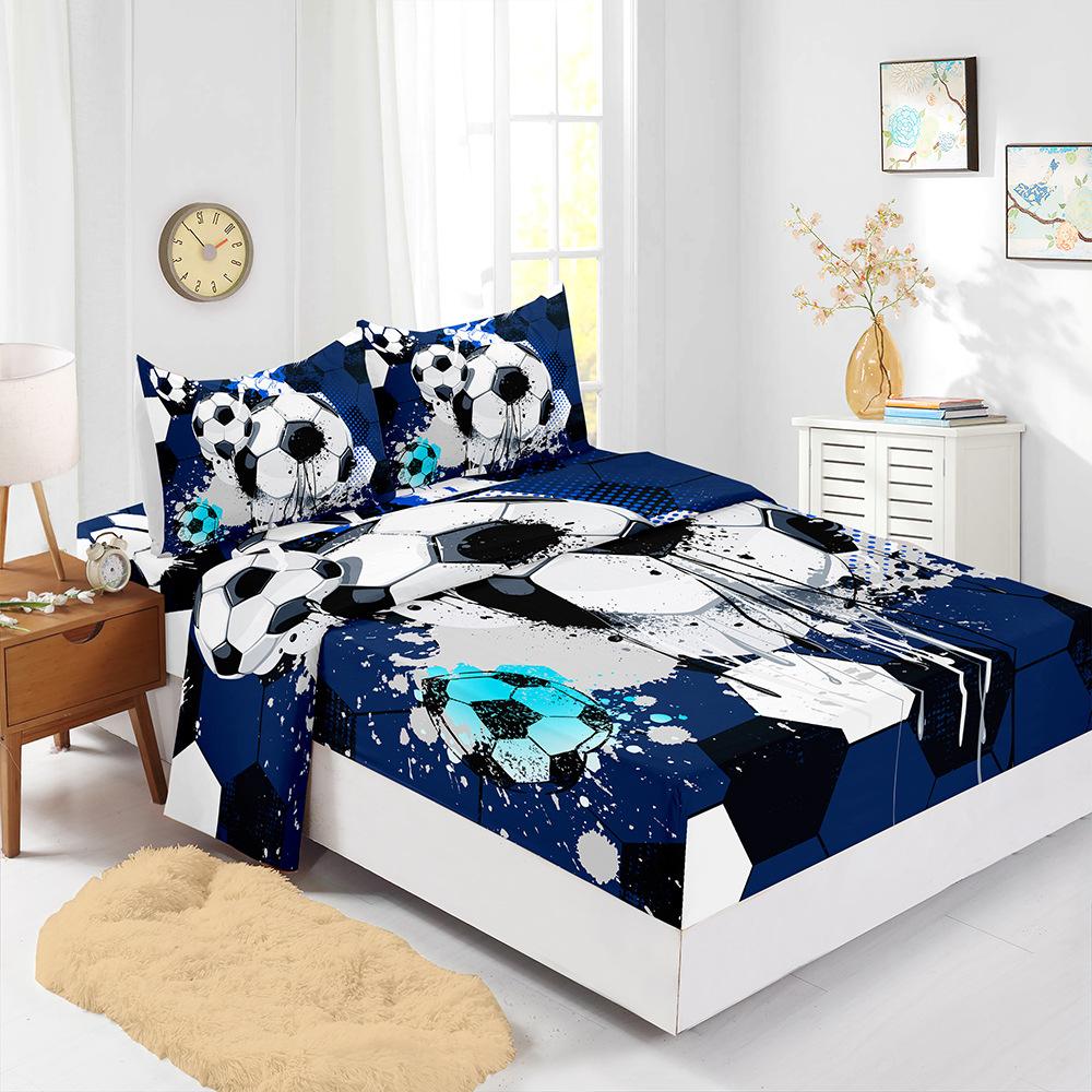 Four-Piece Mattress Set World Cup Football Bedding Digital Printing Mattress Protective Cover