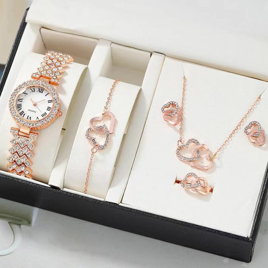 5-Piece Women's Versatile Quartz Wristwatch Set with Steel Band