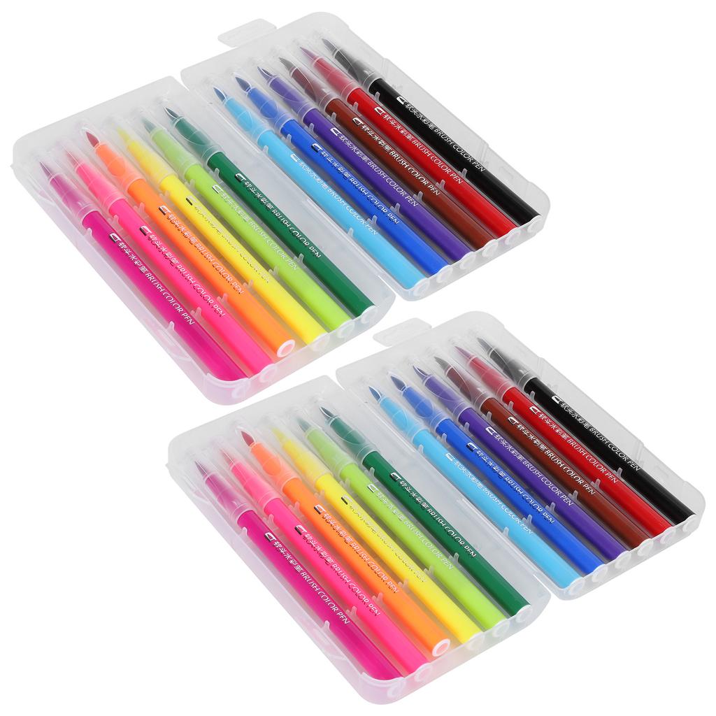 2 Set Akvarellmålningspenna Ritning Blandade Färger Finspetsmarkörer Konstverktyg
