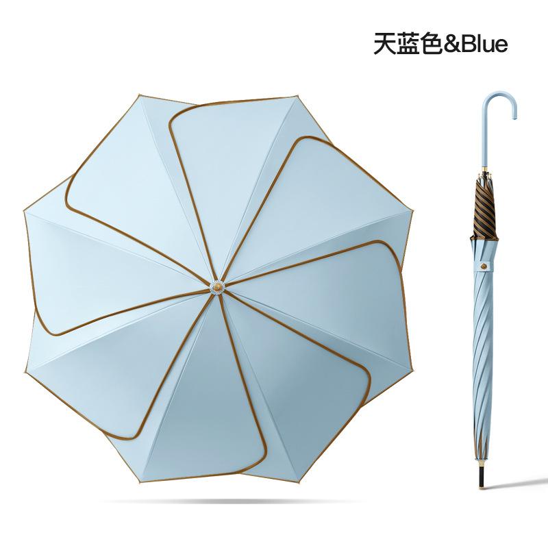 Edge Umbrella Straight Pole Umbrella Modern Simple Creative Solid Color Durable Vinyl Petals Fresh Color Scheme Handle Umbrella