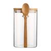 280ml Candy Jar with Bamboo Lid And Spoon 10oz Transparent Glass Bulk Food Storage Jar For Coffee Beans Tea Grains Dried Fruits