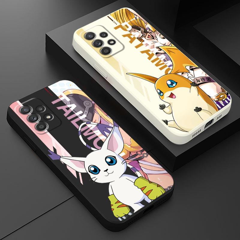 Digital Monster Digimon Cute Phone Case For Samsung Galaxy A02 A31 A51 A70 A03s A11 A50 A21s A01 A71 Square Liquid Cover