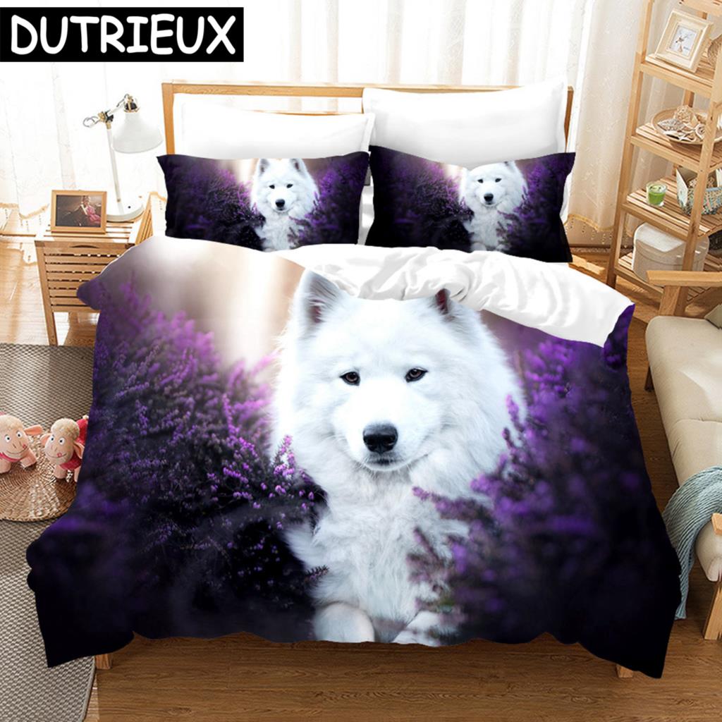 

3D Самоедские комплекты постельного белья Пододеяльник с наволочкой Твин Полный комплект постельного белья Queen King Пододеяльник EU single(135x200cm)