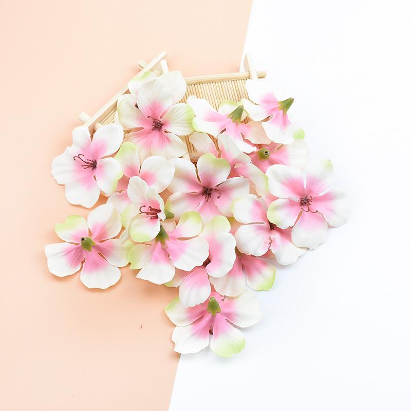 50/100PCS Artificial Flowers Silk Orchid Head Fake Cherry Flower Wall Wedding Home Decor Scrapbook Diy Gifts Candy Boxes Bouquet