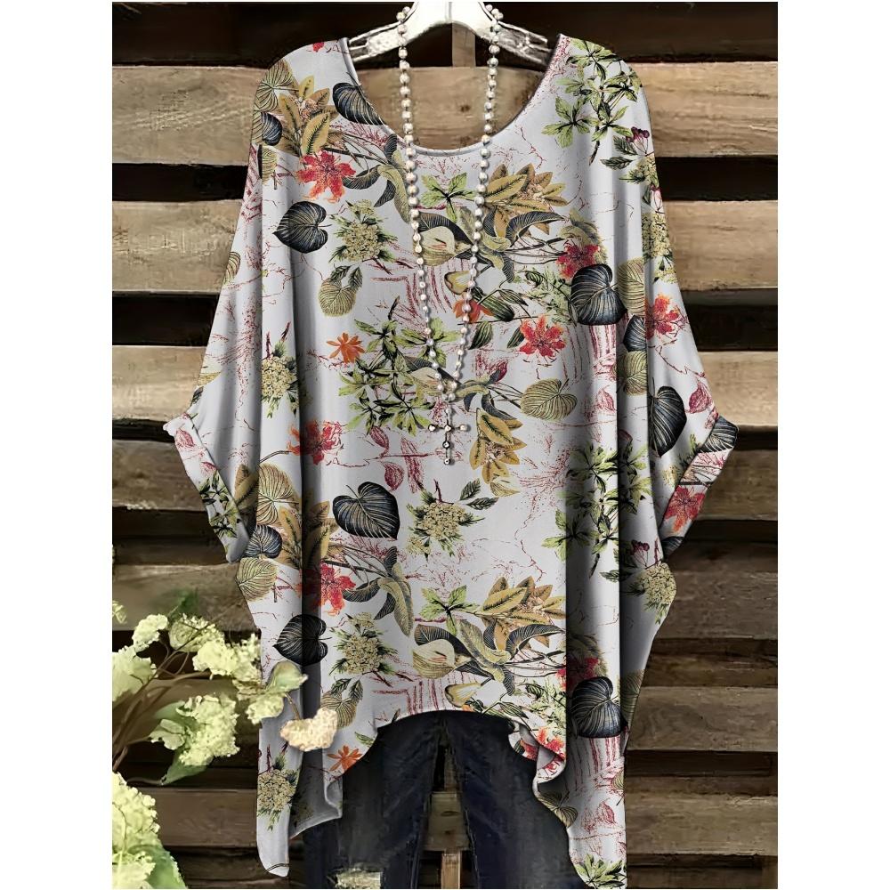 2025 Bohemian Chic Oversized Minimalist Cute Panda Print Irregular Hem Round Neck T-Shirt Stylish and Versatile Machine Washable