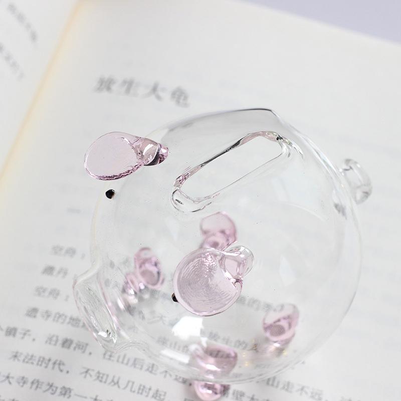 Mini Pig Money Jar Golden Beans Storage Box Transparent Piggy Bank Gold Glass Pig Ornaments Portable Coin Bank Saving Box Gift