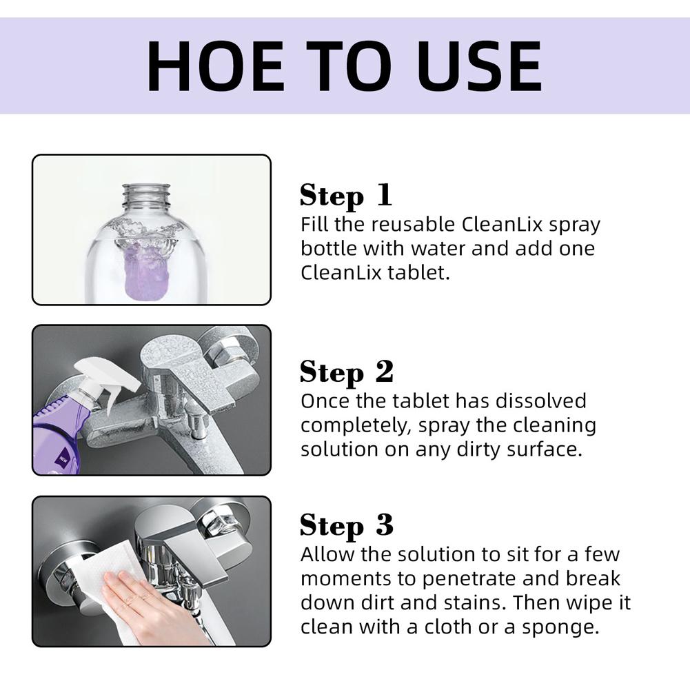 Plastic Cleanlix Cleaner All-in-one Stain Cleaning with Cleaning Tablets Multipurpose Cleaner for Instant Stain Removal