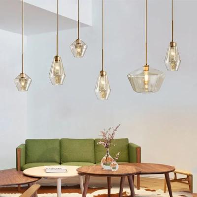 Nordic Modern Minimalist Glass Chandelier Coffee Shop, Restaurant Decoration, Electroplating Creative Bar Table Pendant Light