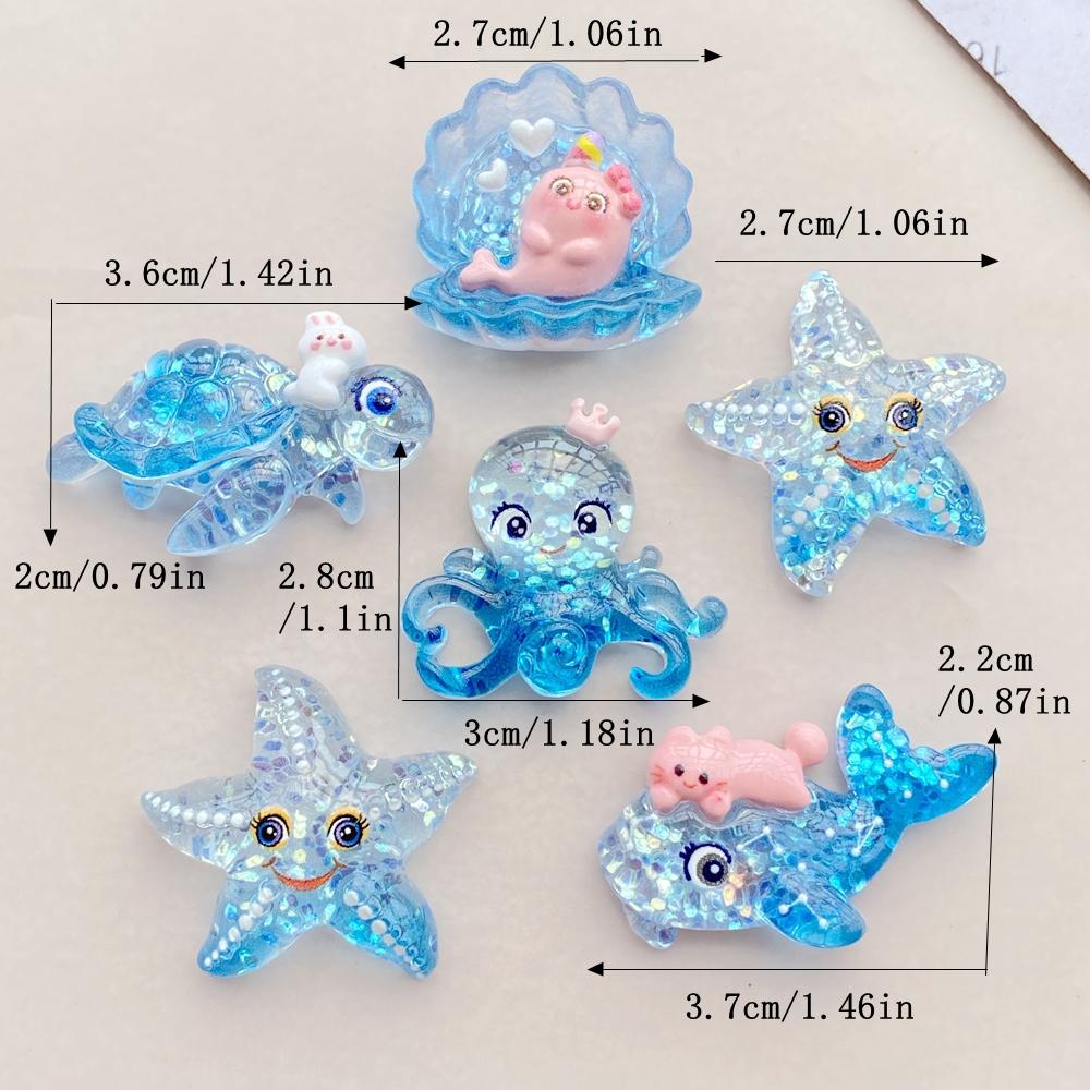 10Pcs New Cute Resin Shell, Octopus, Starfish, Turtle, Whale Flat Back Scrapbooking DIY Jewelry Craft Decoration Accessories