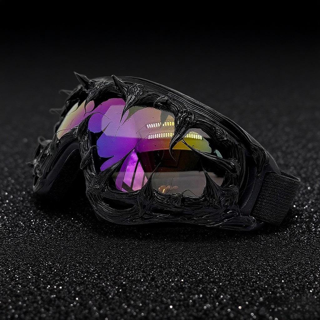 Lunettes de soleil avant-gardistes style punk faites à la main avec pointes et colle dégoulinante, lunettes cool pour fête, hommes, femmes, coupe-vent, équitation, lunettes de soleil techwear
