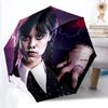 1PC Wednesday Addams Print Umbrella, Featuring Automatic Folding. This Sturdy And Durable Umbrella with Eight Ribs Yy250917026