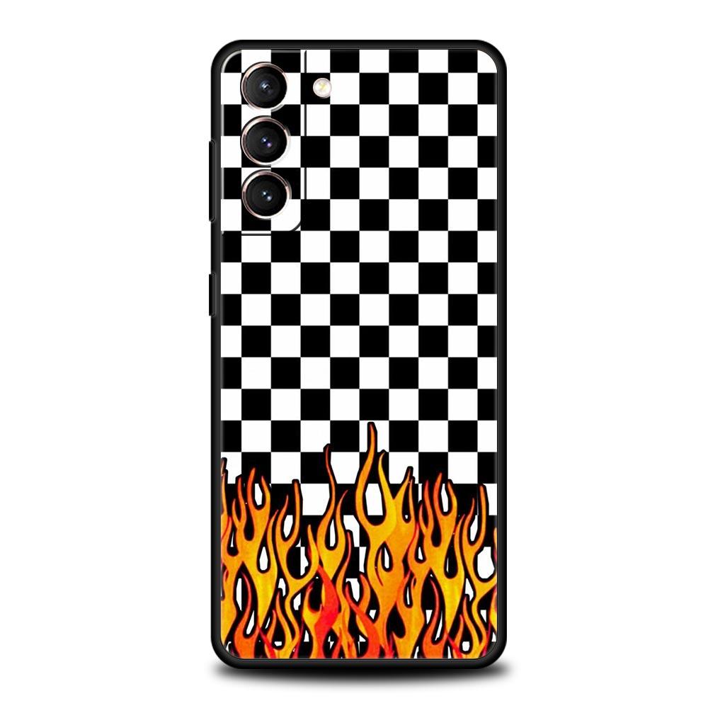 Schachbrett karierte Schachbrett Handyhülle Für Samsung Galaxy S25 Edge S24 S23 S22 S21 Ultra S20 FE 5G S10 S10E S9 Plus Hülle