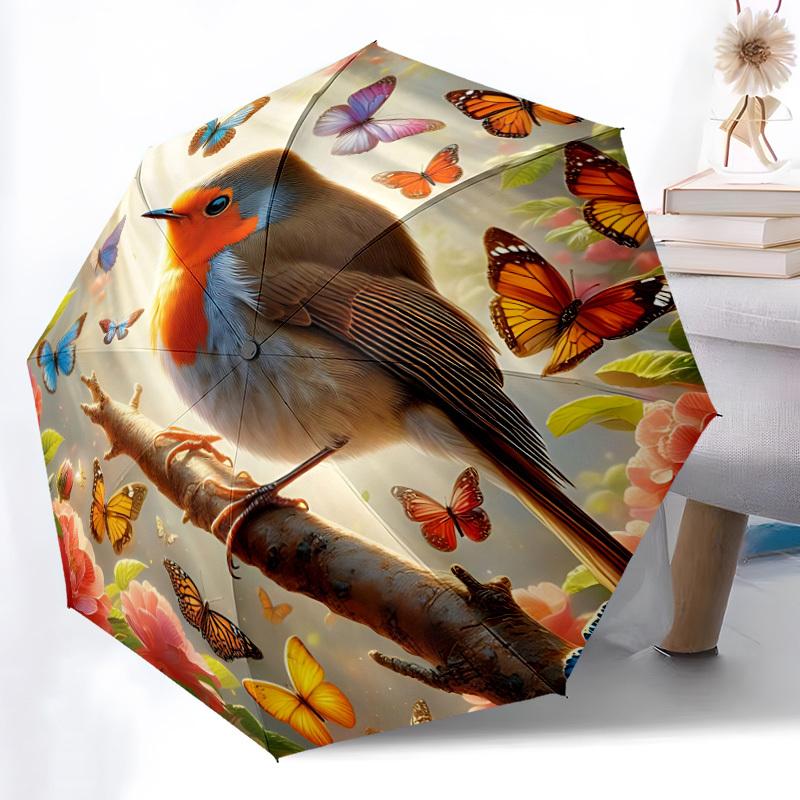 1pc Butterfly Bird Automatic Folding Umbrella, Sturdy And Durable Automatic Folding Umbrella with 8 Ribs, Convenient for Outdoor Use066