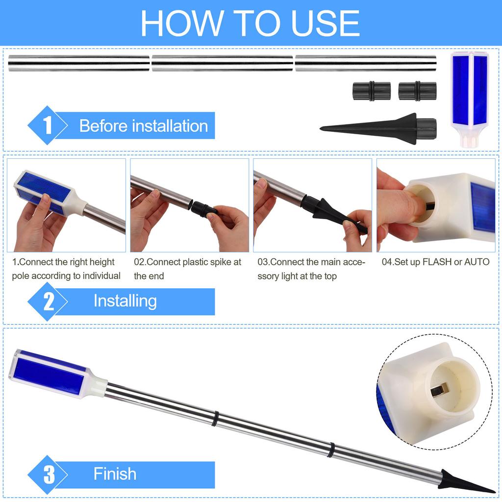 10Pcs Solar Powered Driveway Markers Reflective Driveway Lights Blue Landscape Driveway Reflectors For Snow Road Outdoor Yard Pa