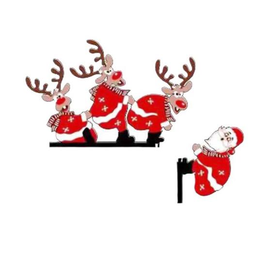 Christmas Door Corner Decoration Rustic Wooden Santa Claus Elk Gnome Elf Left Right Door