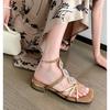 Romantic bohemian style~ retro exotic rhinestone chain high heel sandals women's thin heel light luxury high ji feeling