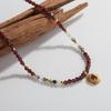 S925 Sterling Silver Inlaid Natural Black Hair Crystal Garnet Colored Treasure Necklace Women Xiaohongshu Earrings