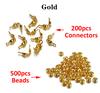 700pcs Crimp End Beads and Clasp Fastener Gold Cap Connector for Bracelet Necklace Chains DIY Jewelry Making Kit Set Wholesale