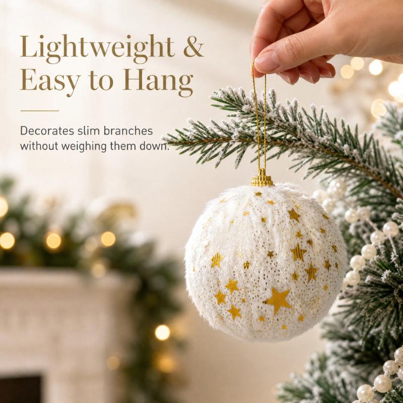 Fluffy Christmas Tree Ornament Set - Festive Ball Pendant Decorations