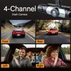 1080P HD dashcam with 360° all-around coverage, featuring four built-in cameras front and rear. Equipped with infrared night vis
