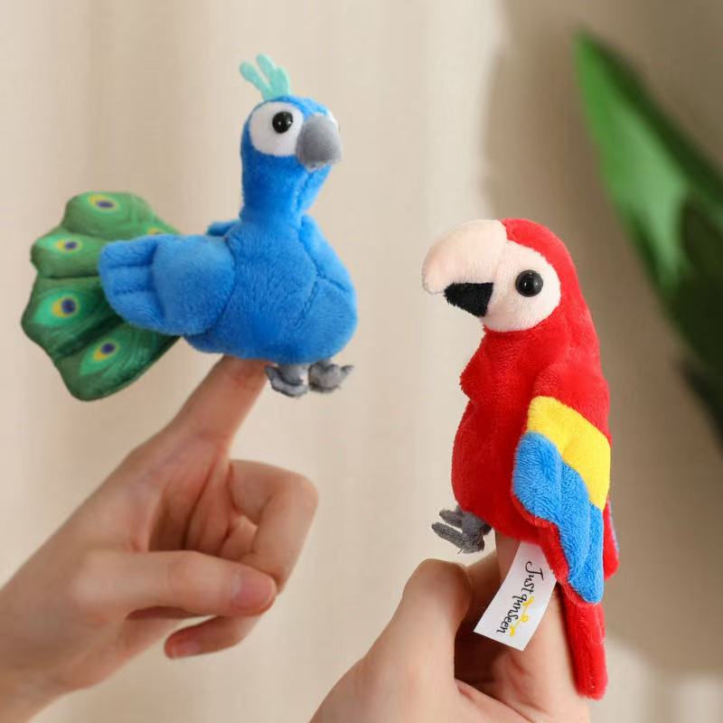 Baby Peacock Owl Bird Finger Puppet Storytelling Parrot Finger Kawaii Simulation Animal Hand Puppet Gift